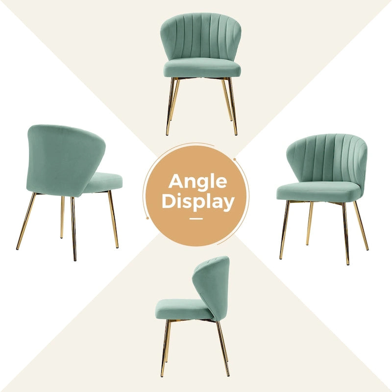 Velvet Upholstered Tufted Back Dining Chair with Metal Legs