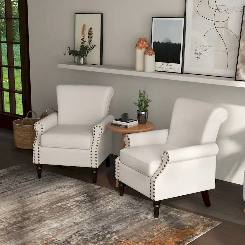 Classic Upholstered Accent Chair Set of 2